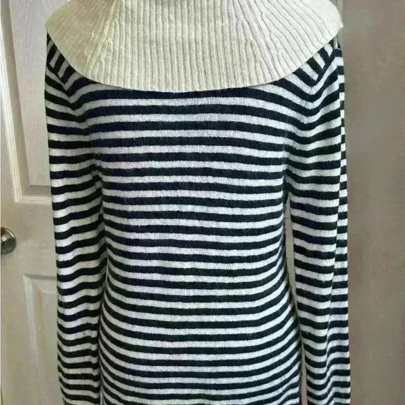 Vineyard Vines Sweater Long Sleeve Navy & Cream Striped Angora/Cashmere Women S - Picture 6 of 9